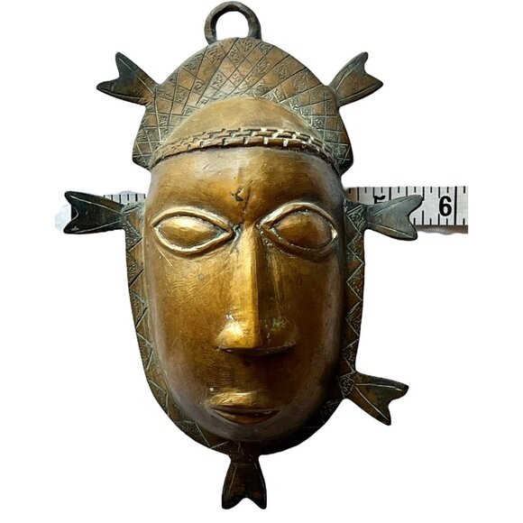 Baule Mask Brass / Bronze Cote D'Ivoire African Tribal Mask Wall Art - Picture 2 of 13